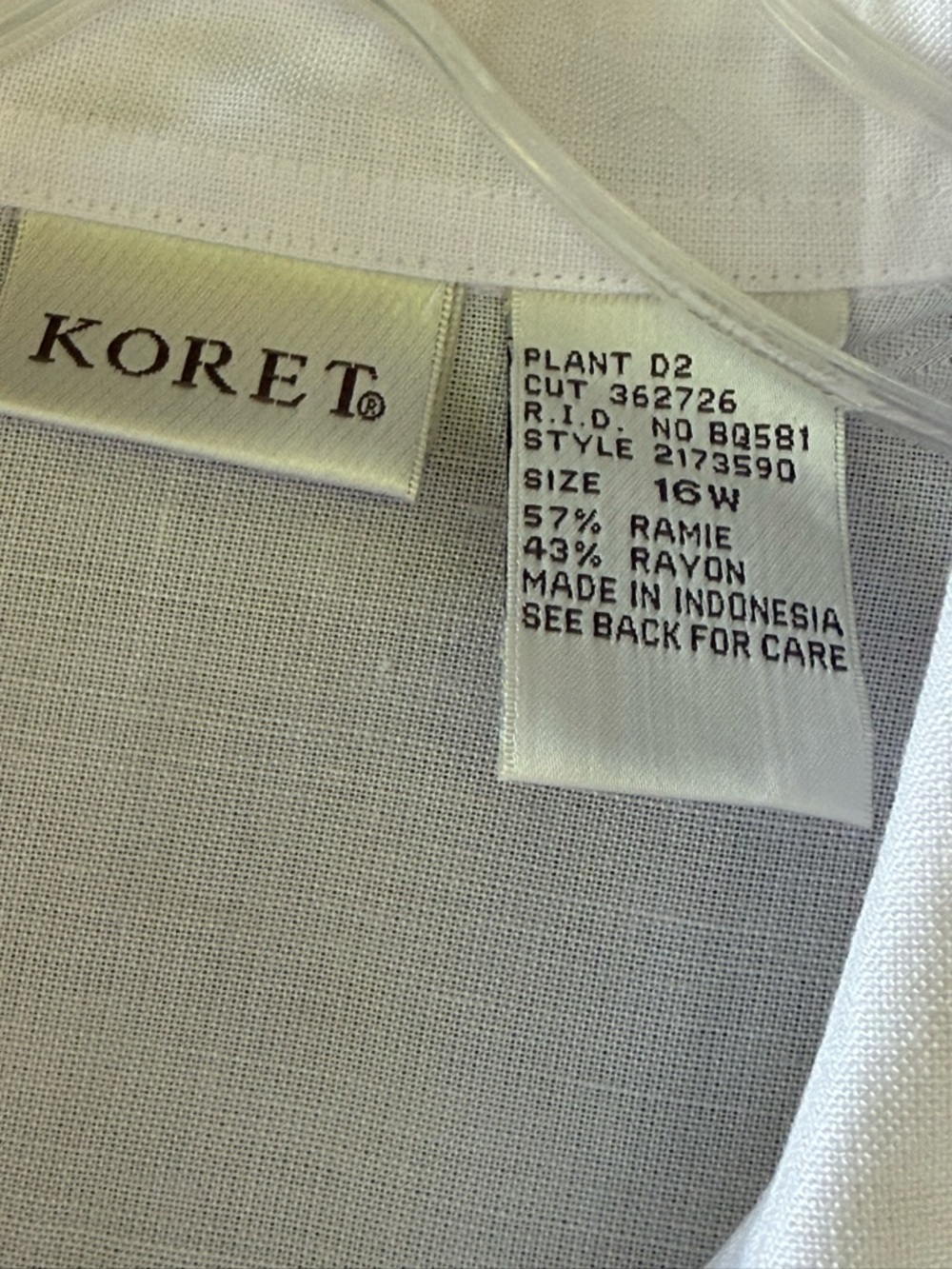 VTG KORET White Embroidered Linen Blend Coastal Boho Chic Shirt Blouse Sz 16W - Picture 9 of 10